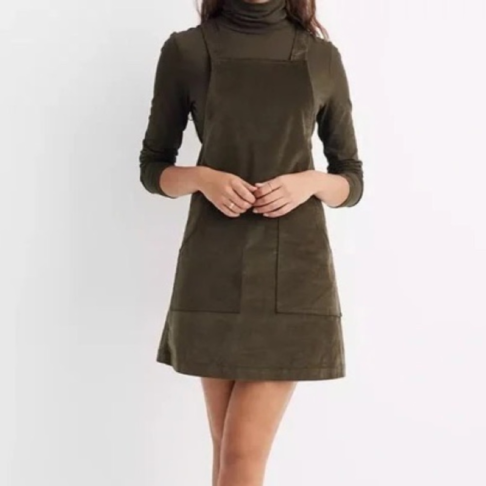 Madewell Velveteen Dark Green Dress -Size Small